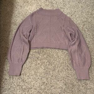 Cropped Mauve Cable Knit Sweater